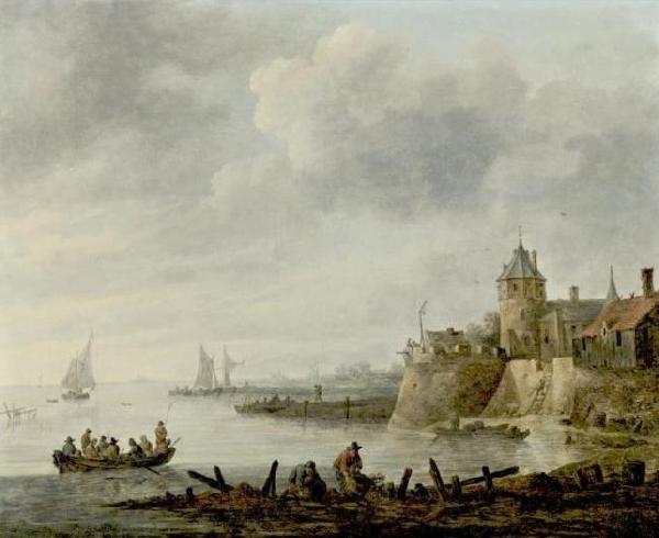 Jan van  Goyen River Scene with a Fortified Shore France oil painting art